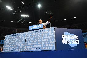 Former U.S. President Barack Obama And Minnesota Gov. Tim Walz Speak At Campaign Rally In Madison Wisconsin