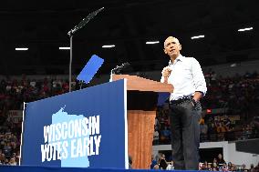 Former U.S. President Barack Obama And Minnesota Gov. Tim Walz Speak At Campaign Rally In Madison Wisconsin