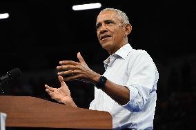 Former U.S. President Barack Obama And Minnesota Gov. Tim Walz Speak At Campaign Rally In Madison Wisconsin