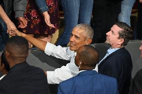 Former U.S. President Barack Obama And Minnesota Gov. Tim Walz Speak At Campaign Rally In Madison Wisconsin