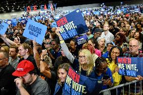 Barack Obama Holds A Presidential Campaign Rally For Kamala Harris At The Huntington Place In Detroit, MI