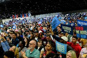 Barack Obama Holds A Presidential Campaign Rally For Kamala Harris At The Huntington Place In Detroit, MI