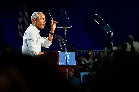 Barack Obama Holds A Presidential Campaign Rally For Kamala Harris At The Huntington Place In Detroit, MI