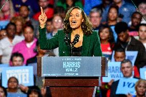 Barack Obama Holds A Presidential Campaign Rally For Kamala Harris At The Huntington Place In Detroit, MI