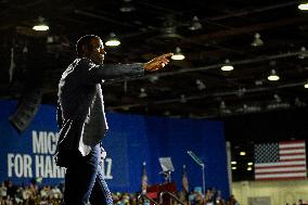 Barack Obama Holds A Presidential Campaign Rally For Kamala Harris At The Huntington Place In Detroit, MI