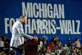 Barack Obama Holds A Presidential Campaign Rally For Kamala Harris At The Huntington Place In Detroit, MI