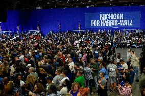 Barack Obama Holds A Presidential Campaign Rally For Kamala Harris At The Huntington Place In Detroit, MI