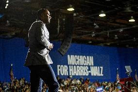 Barack Obama Holds A Presidential Campaign Rally For Kamala Harris At The Huntington Place In Detroit, MI