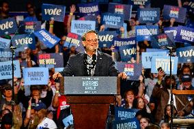 Barack Obama Holds A Presidential Campaign Rally For Kamala Harris At The Huntington Place In Detroit, MI