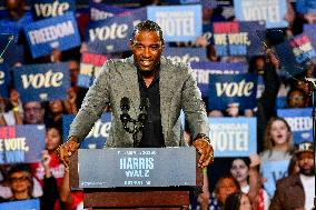 Barack Obama Holds A Presidential Campaign Rally For Kamala Harris At The Huntington Place In Detroit, MI