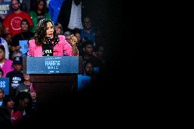 Barack Obama Holds A Presidential Campaign Rally For Kamala Harris At The Huntington Place In Detroit, MI