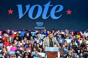 Barack Obama Holds A Presidential Campaign Rally For Kamala Harris At The Huntington Place In Detroit, MI