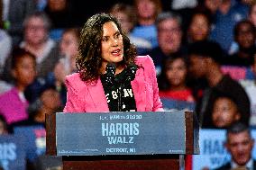 Barack Obama Holds A Presidential Campaign Rally For Kamala Harris At The Huntington Place In Detroit, MI