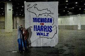 Barack Obama Holds A Presidential Campaign Rally For Kamala Harris At The Huntington Place In Detroit, MI