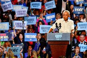 Barack Obama Holds A Presidential Campaign Rally For Kamala Harris At The Huntington Place In Detroit, MI