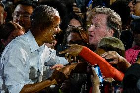 Barack Obama Holds A Presidential Campaign Rally For Kamala Harris At The Huntington Place In Detroit, MI