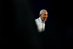 Barack Obama Holds A Presidential Campaign Rally For Kamala Harris At The Huntington Place In Detroit, MI