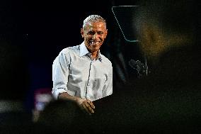 Barack Obama Holds A Presidential Campaign Rally For Kamala Harris At The Huntington Place In Detroit, MI