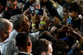 Barack Obama Holds A Presidential Campaign Rally For Kamala Harris At The Huntington Place In Detroit, MI