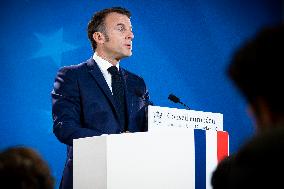 President Of France At A Press Conference After The European Council Summit