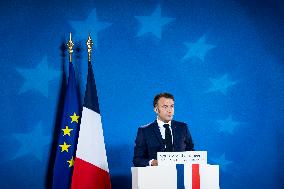 President Of France At A Press Conference After The European Council Summit