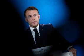 President Of France At A Press Conference After The European Council Summit