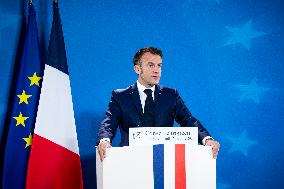 President Of France At A Press Conference After The European Council Summit