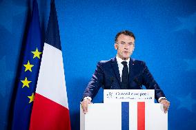 President Of France At A Press Conference After The European Council Summit