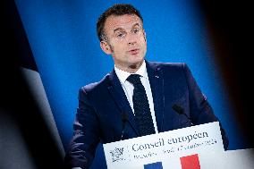 President Of France At A Press Conference After The European Council Summit