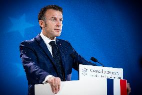 President Of France At A Press Conference After The European Council Summit