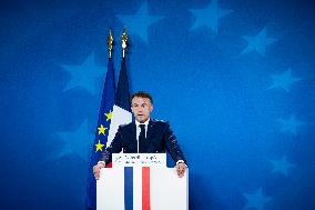 President Of France At A Press Conference After The European Council Summit