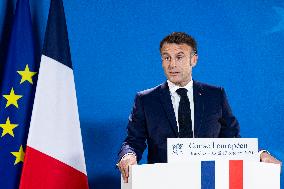 President Of France At A Press Conference After The European Council Summit