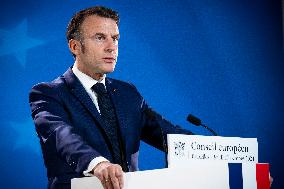 President Of France At A Press Conference After The European Council Summit