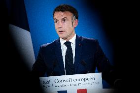 President Of France At A Press Conference After The European Council Summit