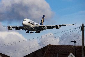 Singapore Airlines Airbus A380 Landing