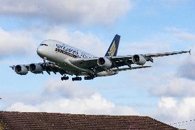 Singapore Airlines Airbus A380 Landing