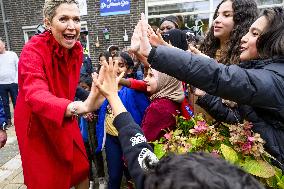 Queen Máxima visits Stronger Together against Poverty Haarlemmermeer, Hoofddorp, The Netherlands