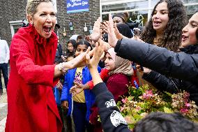 Queen Máxima visits Stronger Together against Poverty Haarlemmermeer, Hoofddorp, The Netherlands