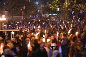 Memorial And Speech By Peter Magyar And The Tisza Party On The Anniversary Of The The 1956 Hungarian Revolution.