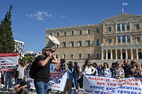 Greek Teachers Protest For Better Pay In Athens