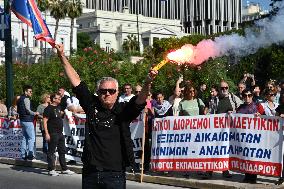 Greek Teachers Protest For Better Pay In Athens