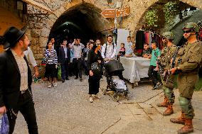 Settlers Storm The Old City Of Hebron - West Bank