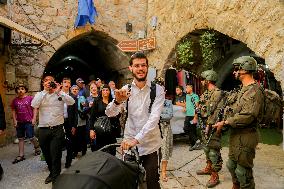 Settlers Storm The Old City Of Hebron - West Bank