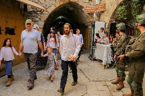 Settlers Storm The Old City Of Hebron - West Bank