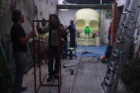 Production Of The Cardboard Floats For Day Of The Dead Parade