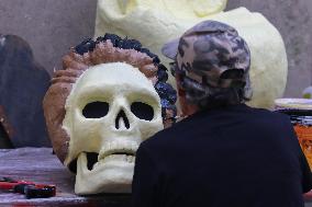 Production Of The Cardboard Floats For Day Of The Dead Parade