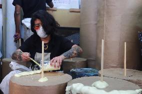 Production Of The Cardboard Floats For Day Of The Dead Parade