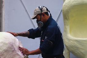 Production Of The Cardboard Floats For Day Of The Dead Parade