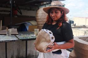 Production Of The Cardboard Floats For Day Of The Dead Parade