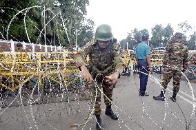 Soldiers In Front Of President's House As Protesters Stage A Demonstration - Dhaka